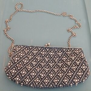 Elegant Pearl-Embellished Clutch